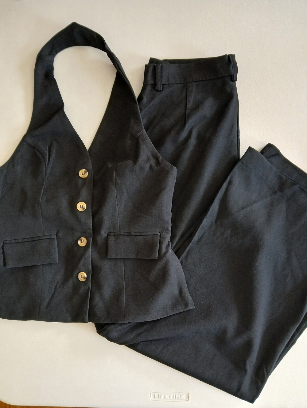 Indefeir Studios Classic Black Women's Vest & Pants Set, Size M